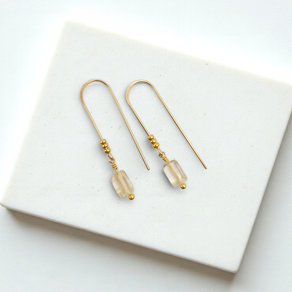 Mini Gemstone Threaders - Dark Forest Earrings Bijou by SAM Gold Fill Citrine