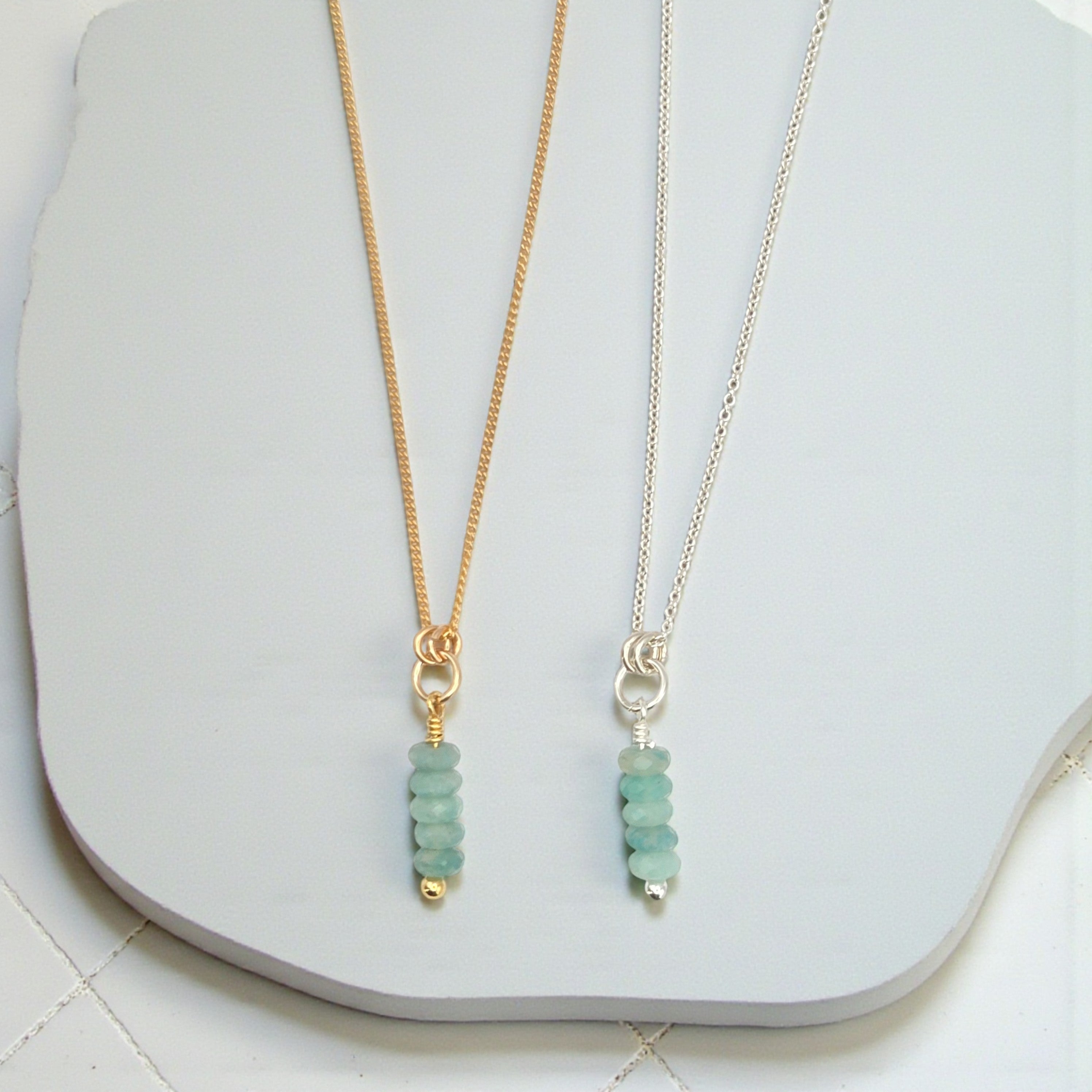 Amazonite Necklace in Silver or Gold Necklace Bijou by SAM Gold Fill