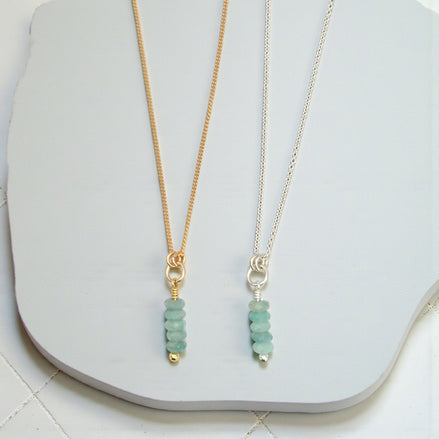 Amazonite Necklace in Silver or Gold Necklace Bijou by SAM Gold Fill