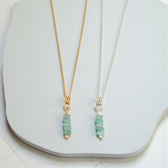 Amazonite Necklace in Silver or Gold Necklace Bijou by SAM Gold Fill