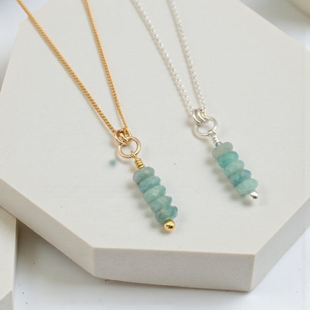 Amazonite Necklace in Silver or Gold Necklace Bijou by SAM Gold-plated