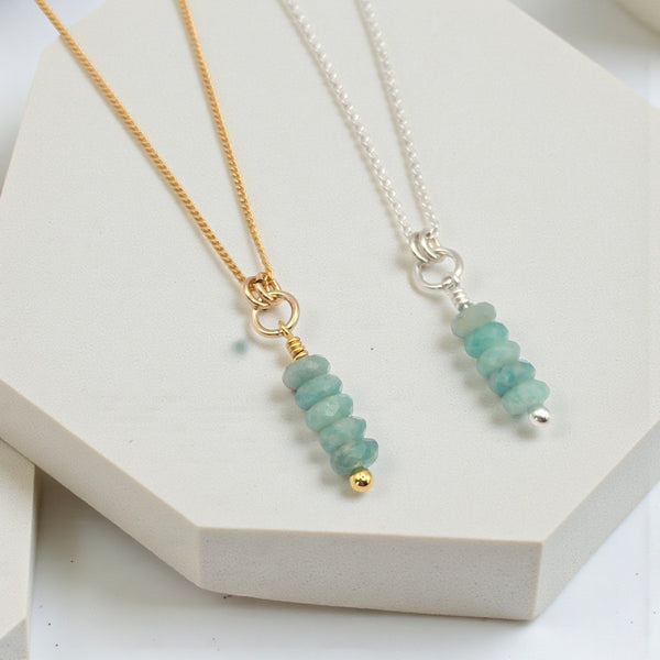 Amazonite Necklace in Silver or Gold Necklace Bijou by SAM