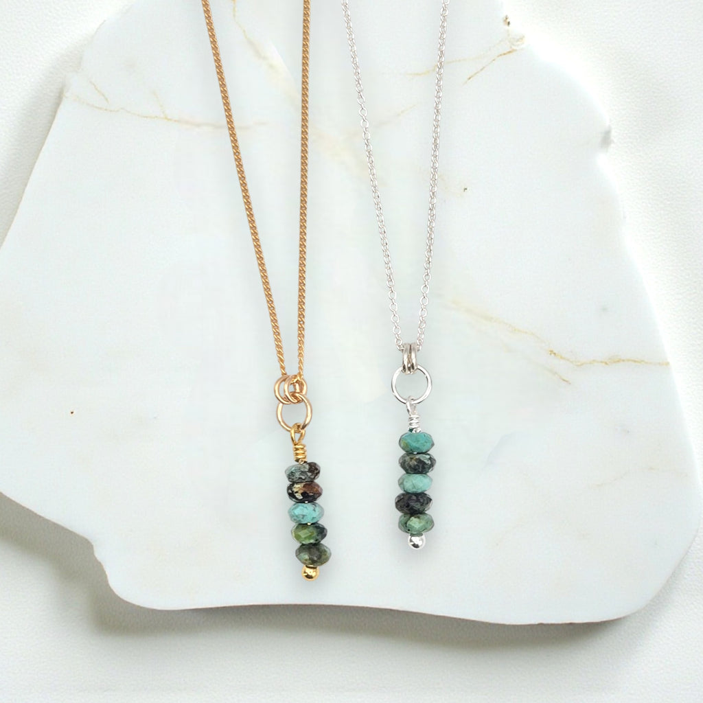 Turquoise Necklace - Silver or Gold Necklace Bijou by SAM