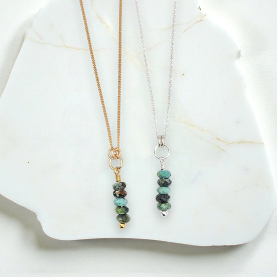 Turquoise Necklace - Silver or Gold Necklace Bijou by SAM