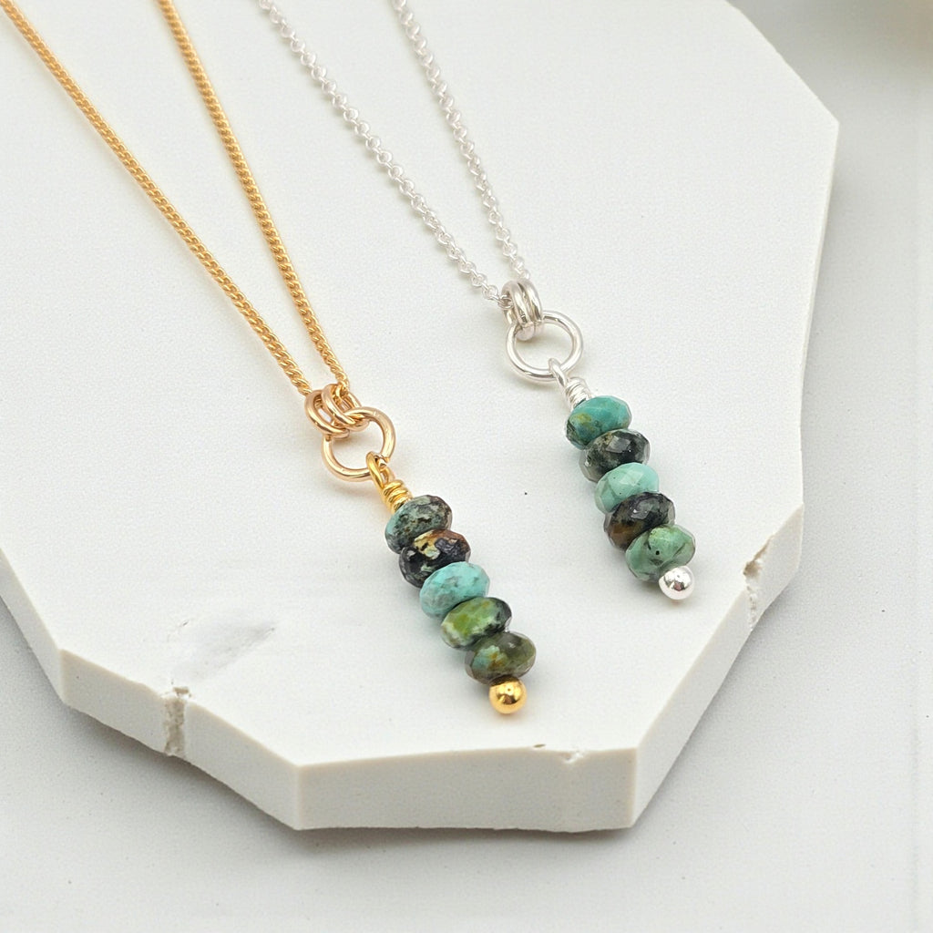 Turquoise Necklace - Silver or Gold Necklace Bijou by SAM Gold Fill