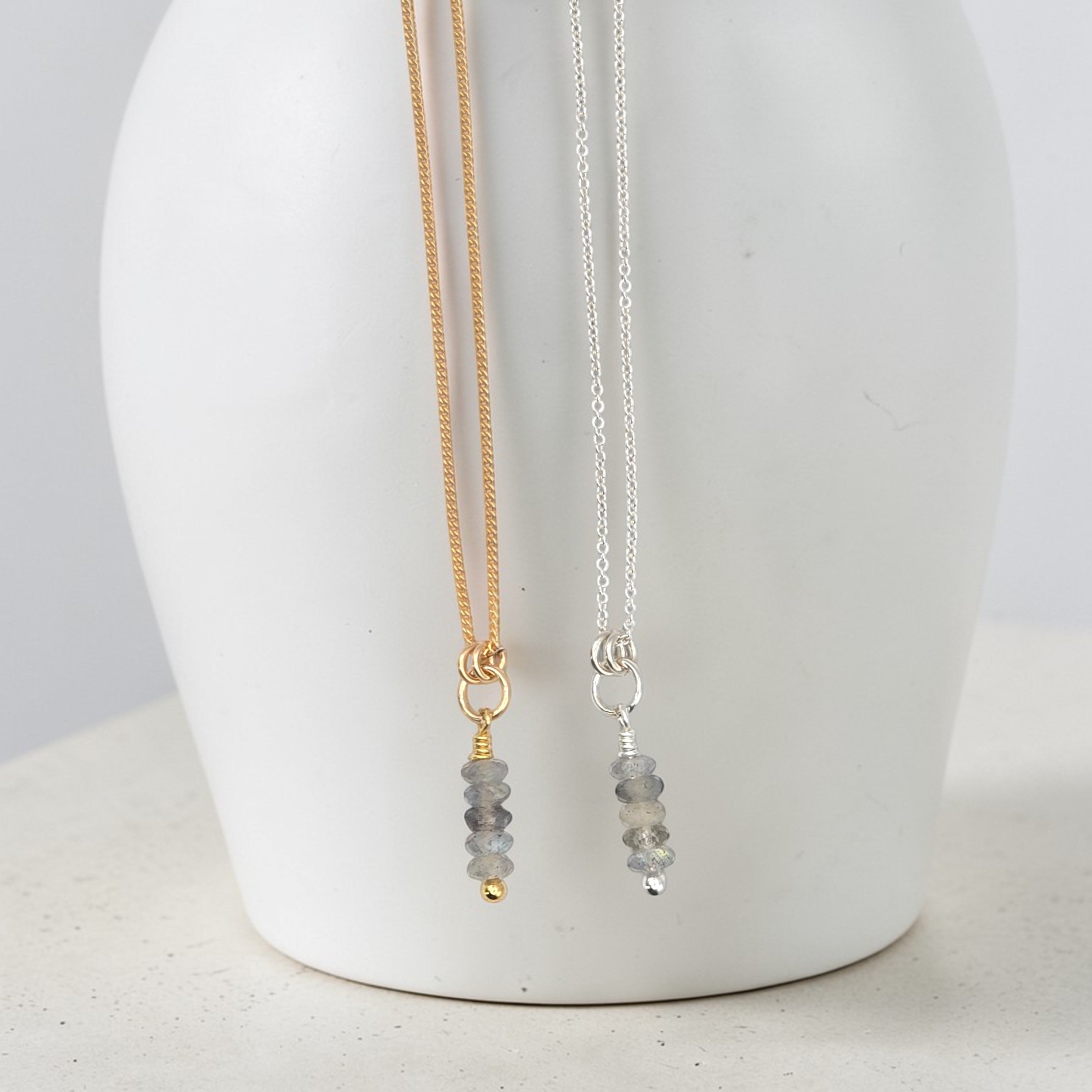 Small Labradorite Necklace - Silver or Gold