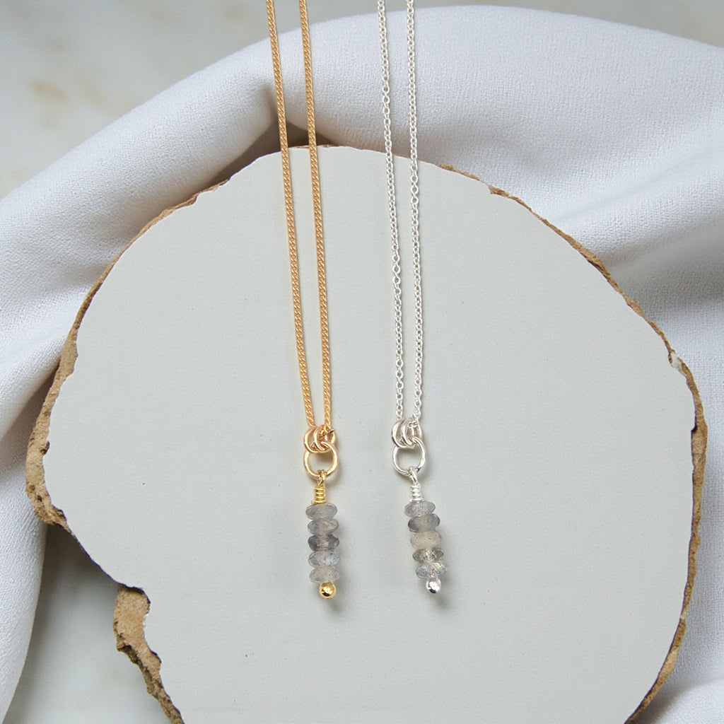Small Moonstone Necklace - Silver or Gold Necklace Bijou by SAM