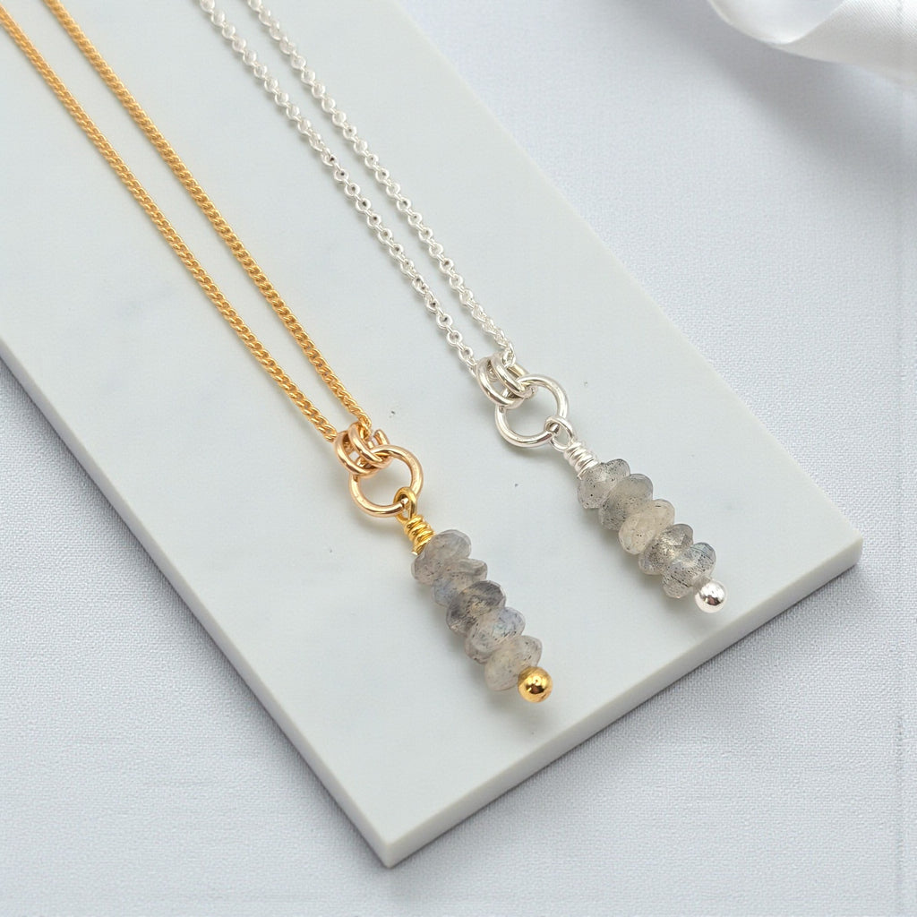 Small Moonstone Necklace - Silver or Gold Necklace Bijou by SAM Gold Fill