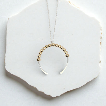 Necklace - Silver & Gold Open Circle Necklace Bijou by SAM