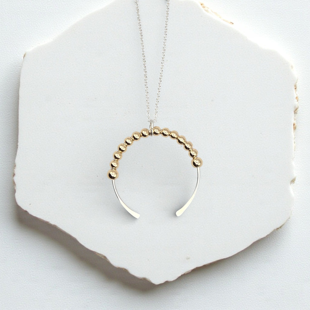 Necklace - Silver & Gold Open Circle Necklace Bijou by SAM