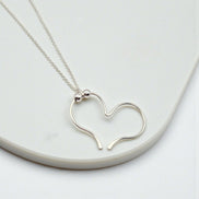 Open Heart Necklace - Silver & Silver Necklace Bijou by SAM
