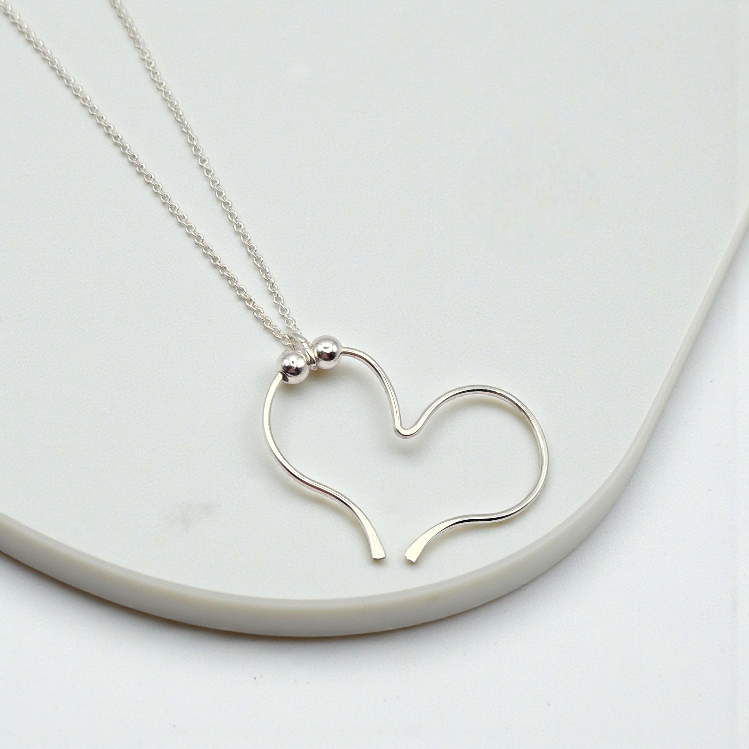 Open Heart Necklace - Silver & Silver Necklace Bijou by SAM