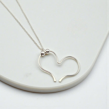 Open Heart Necklace - Silver & Silver Necklace Bijou by SAM