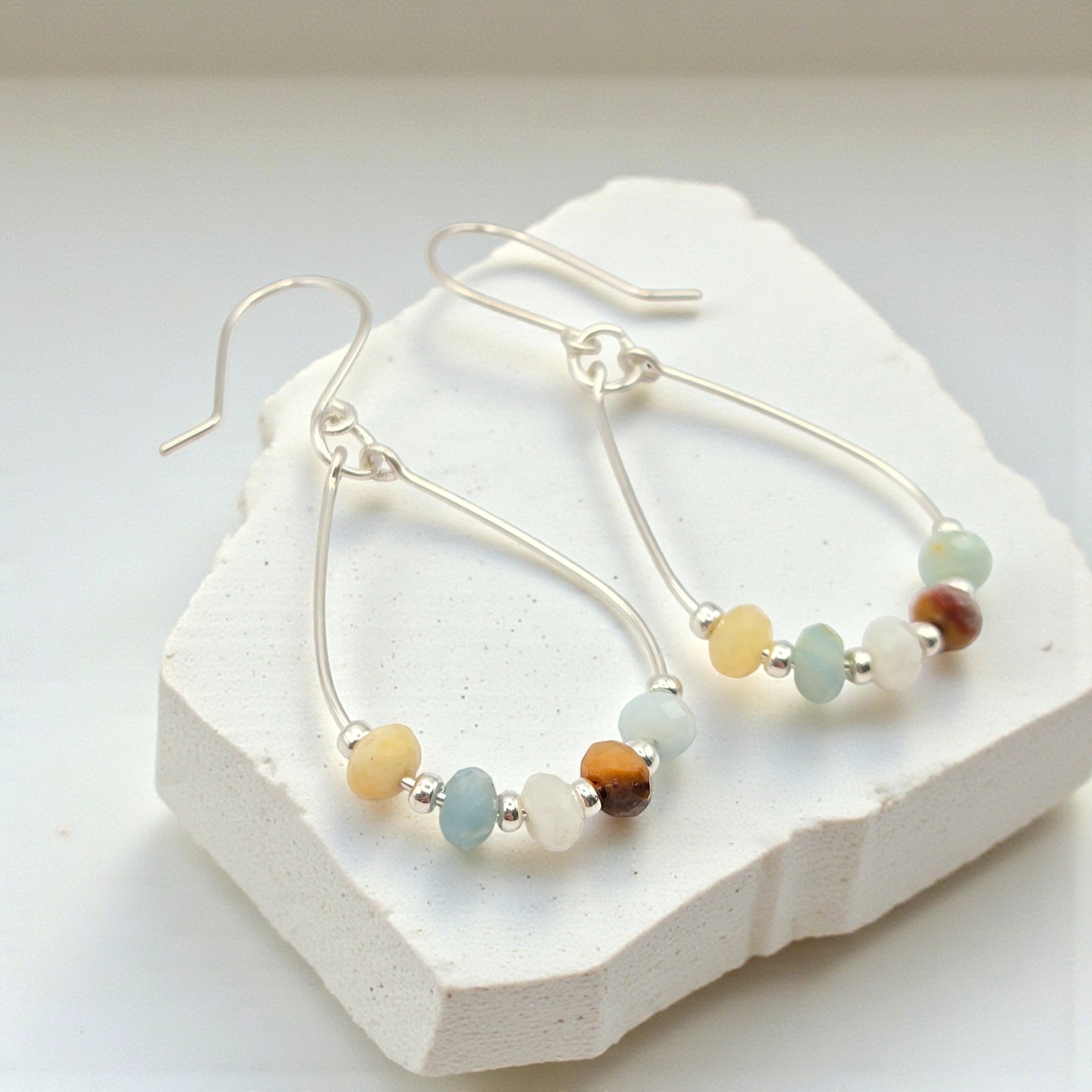 Lane - Silver & Amazonite Earrings Bijou by SAM Silver-plated