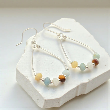 Lane - Silver & Amazonite Earrings Bijou by SAM Silver-plated