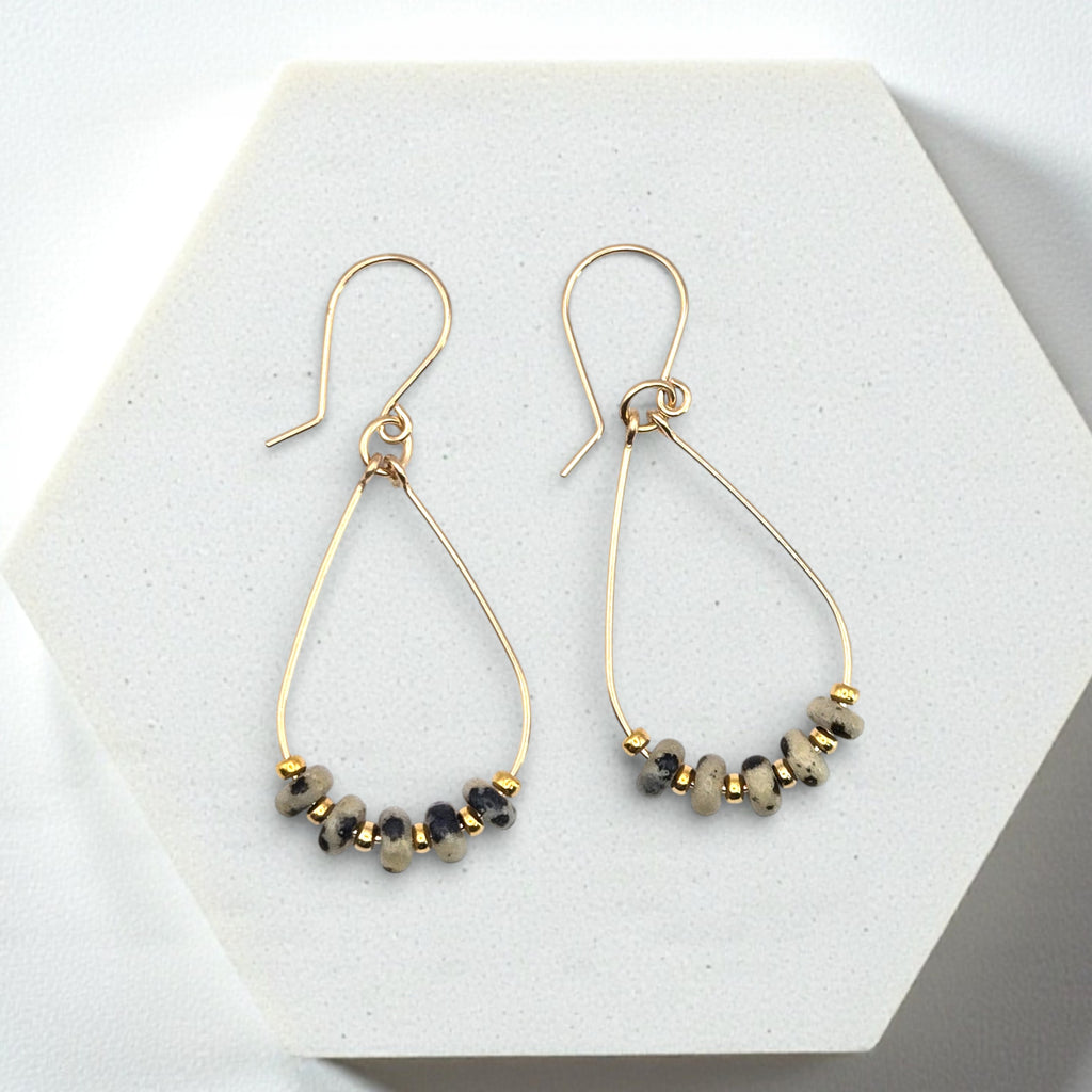 Lane - Gold with Dalmation Jasper Earrings Bijou by SAM Gold Fill