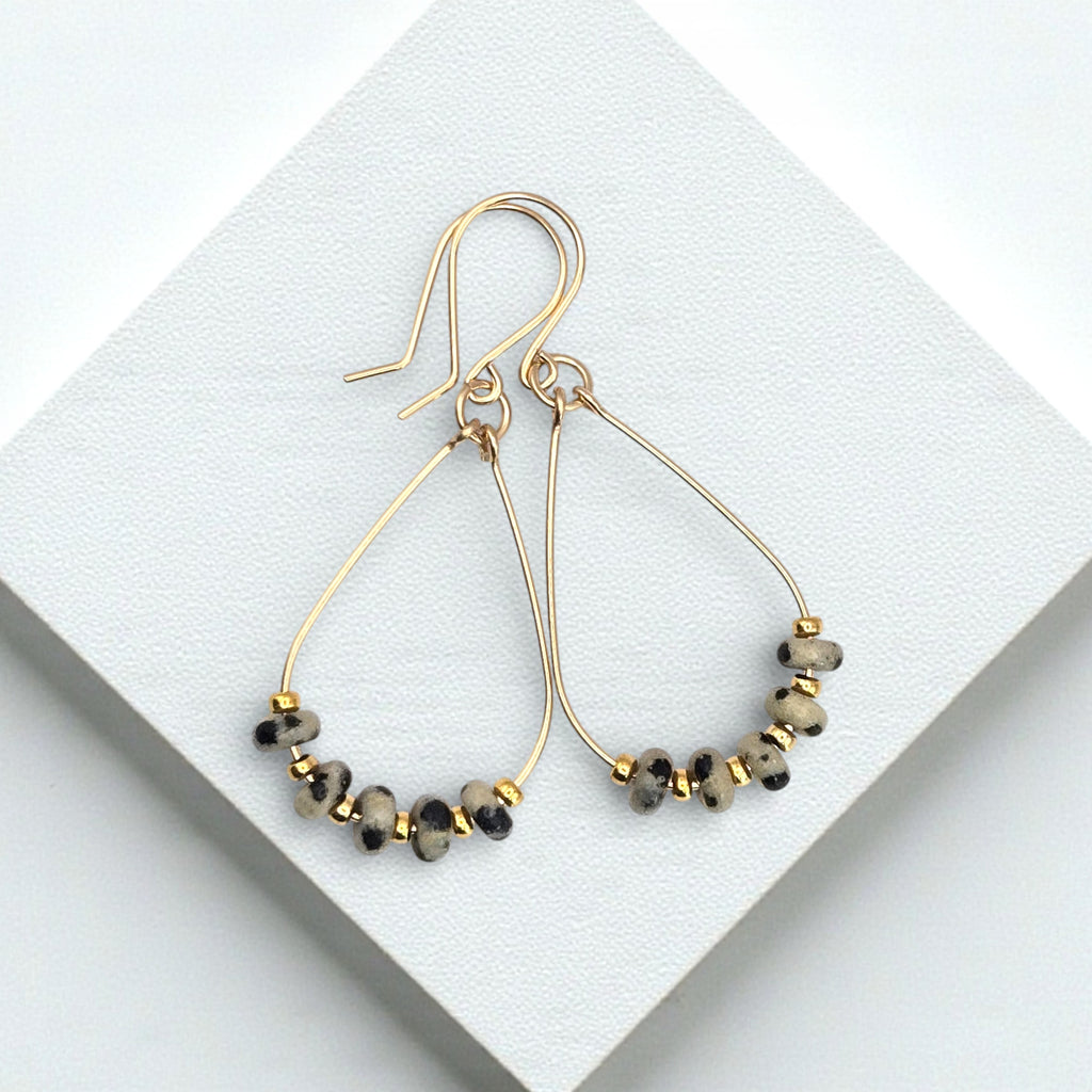 Lane - Gold with Dalmation Jasper Earrings Bijou by SAM