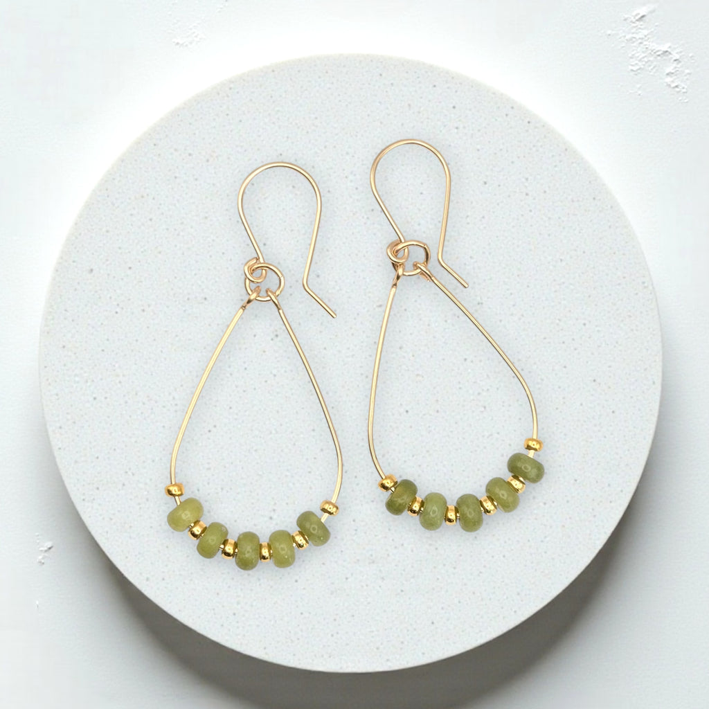 Lane - Green Jade in Silver or Gold Earrings Bijou by SAM Gold-plated