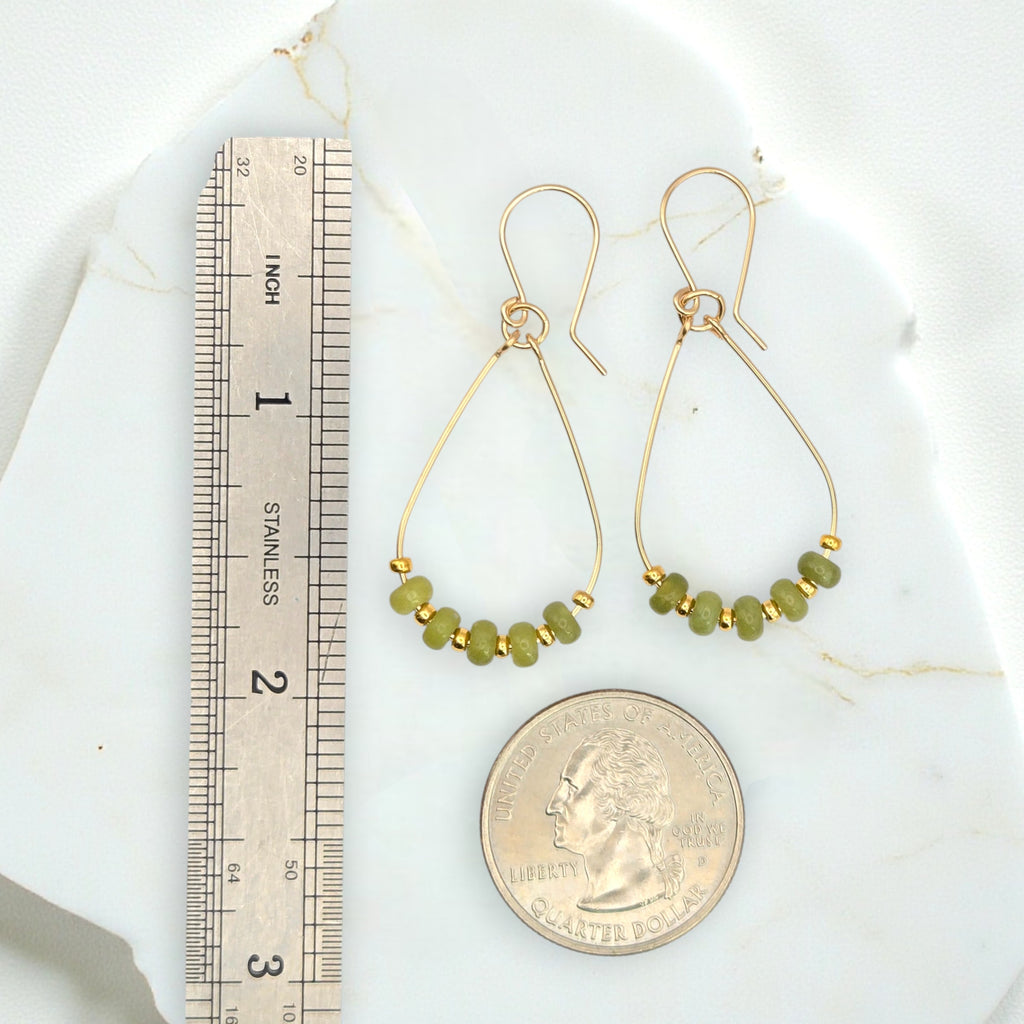 Lane - Green Jade in Silver or Gold Earrings Bijou by SAM