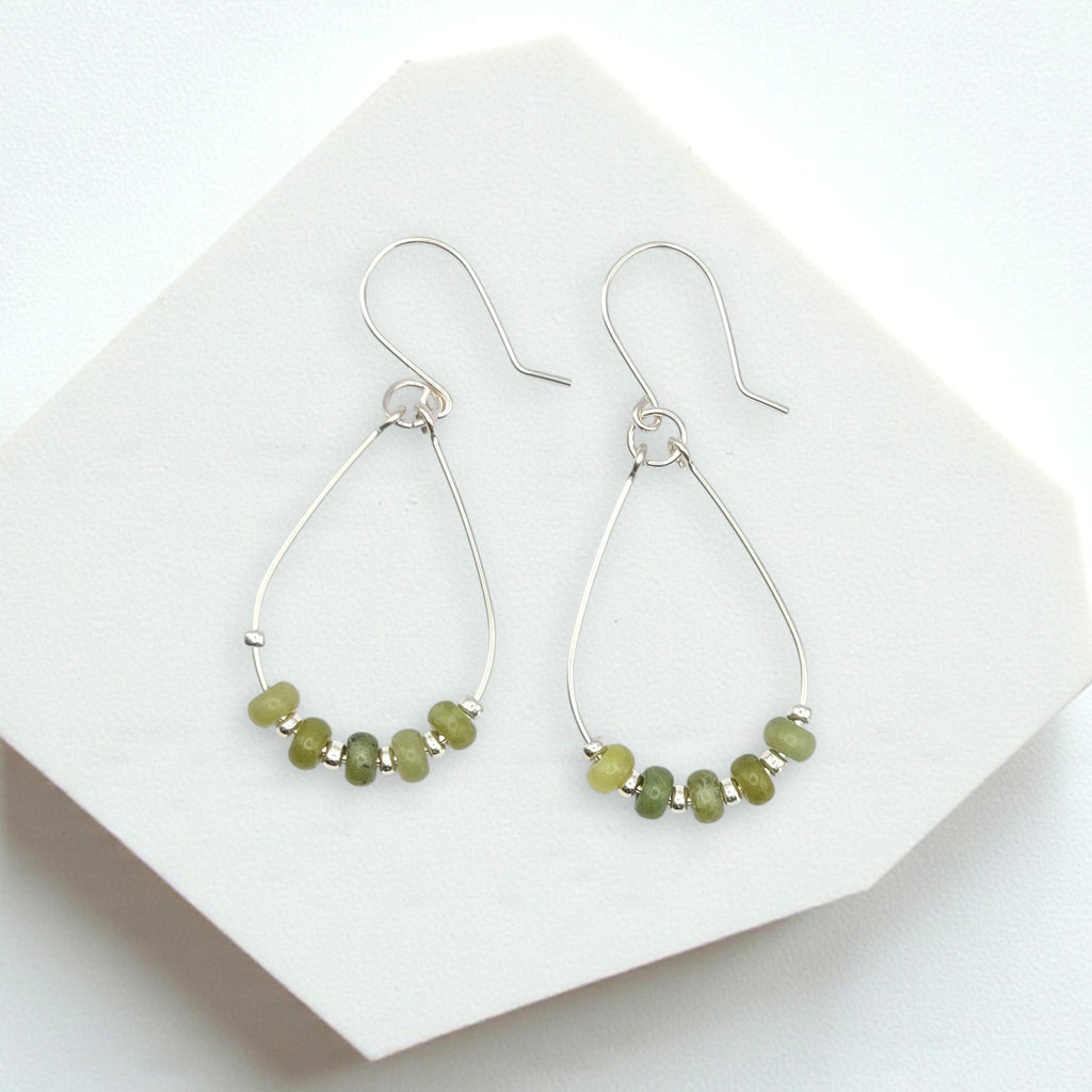 Lane - Green Jade in Silver or Gold Earrings Bijou by SAM Sterling Silver