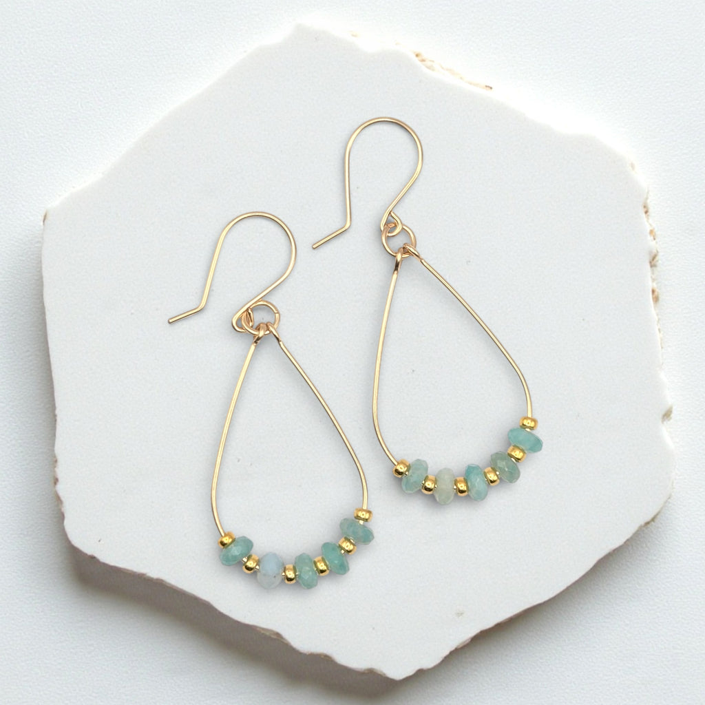 Lane - Green Amazonite in Silver or Gold Earrings Bijou by SAM Gold Fill