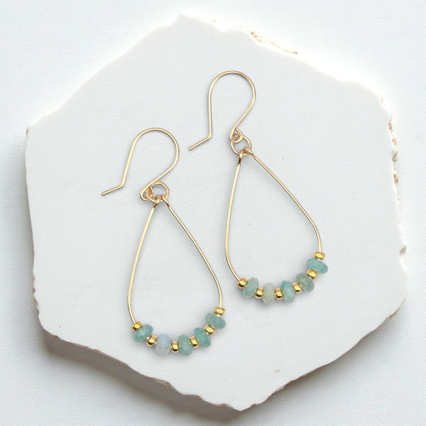 Lane - Green Amazonite in Silver or Gold Earrings Bijou by SAM Gold Fill