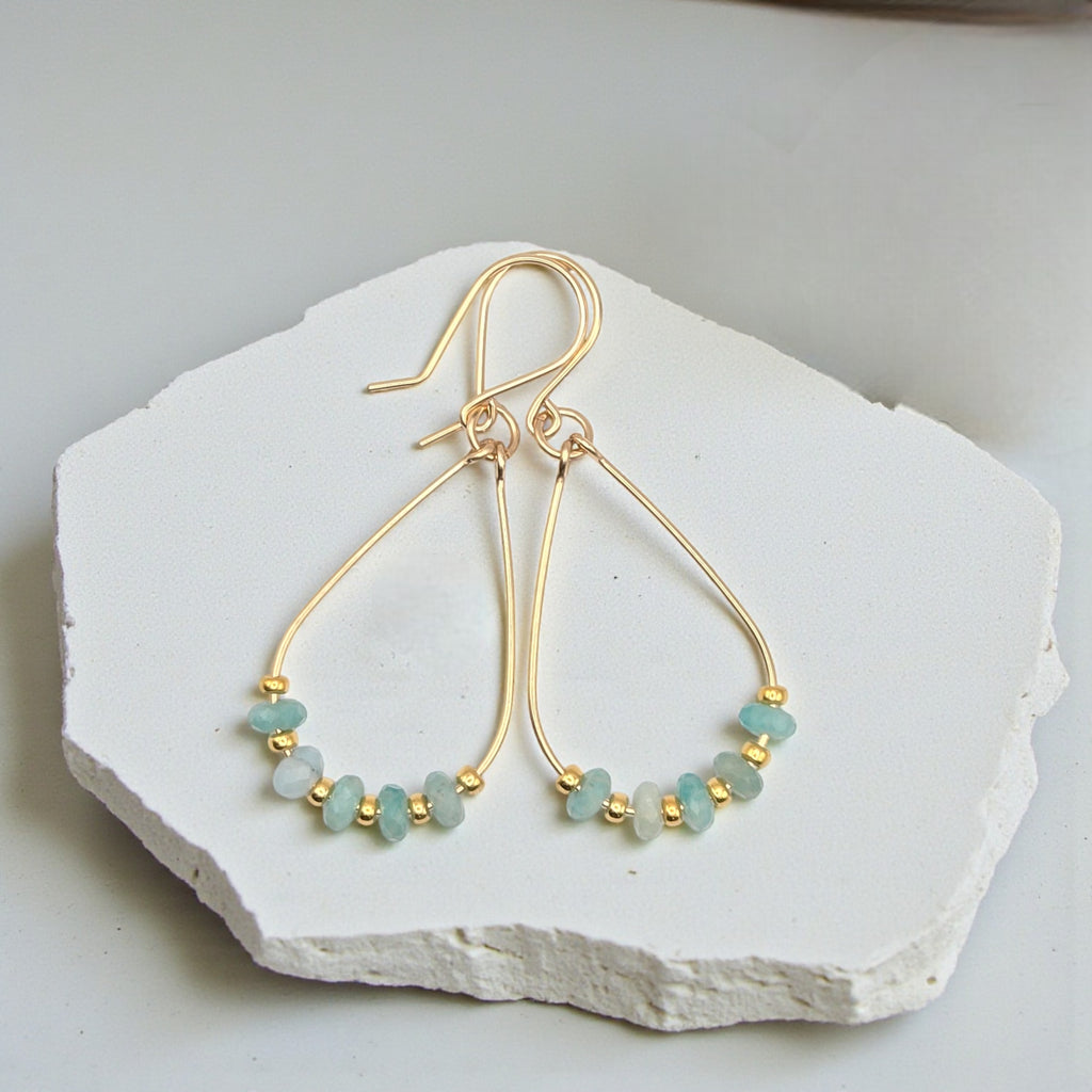 Lane - Green Amazonite in Silver or Gold Earrings Bijou by SAM Gold-plated