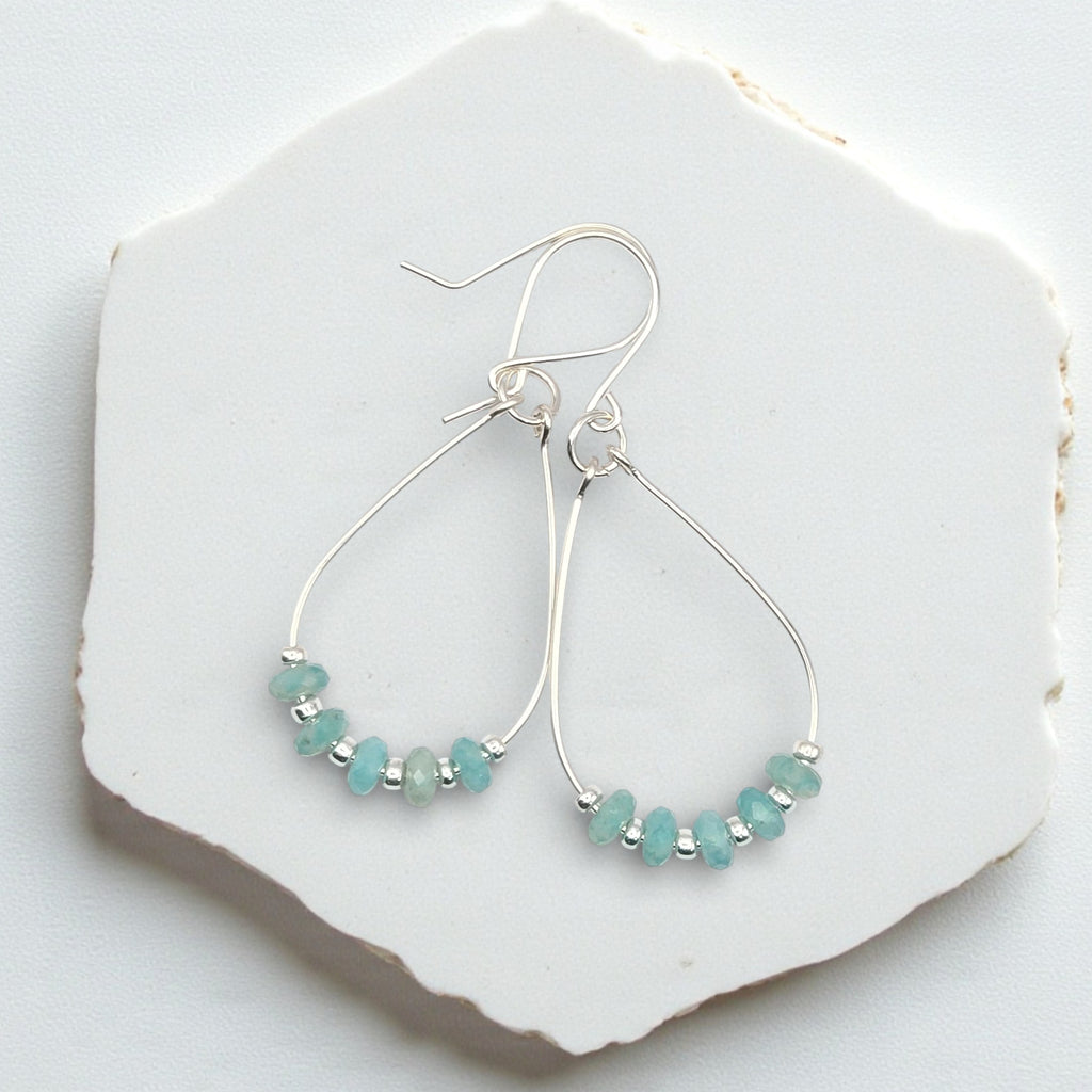 Lane - Green Amazonite in Silver or Gold Earrings Bijou by SAM Sterling Silver