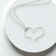 Open Heart Necklace - Silver & Silver Necklace Bijou by SAM