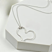Open Heart Necklace - Silver & Silver Necklace Bijou by SAM