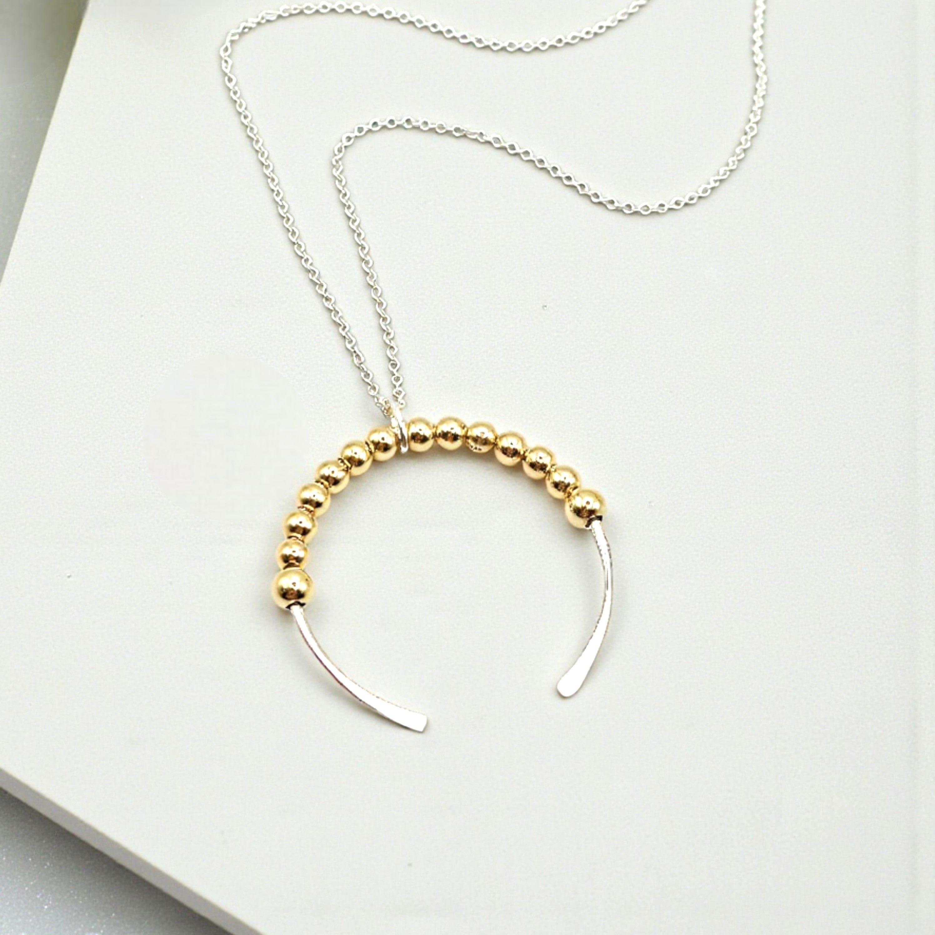 Necklace - Silver & Gold Open Circle Necklace Bijou by SAM