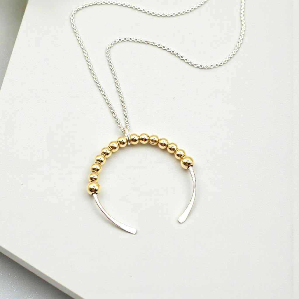 Necklace - Silver & Gold Open Circle Necklace Bijou by SAM