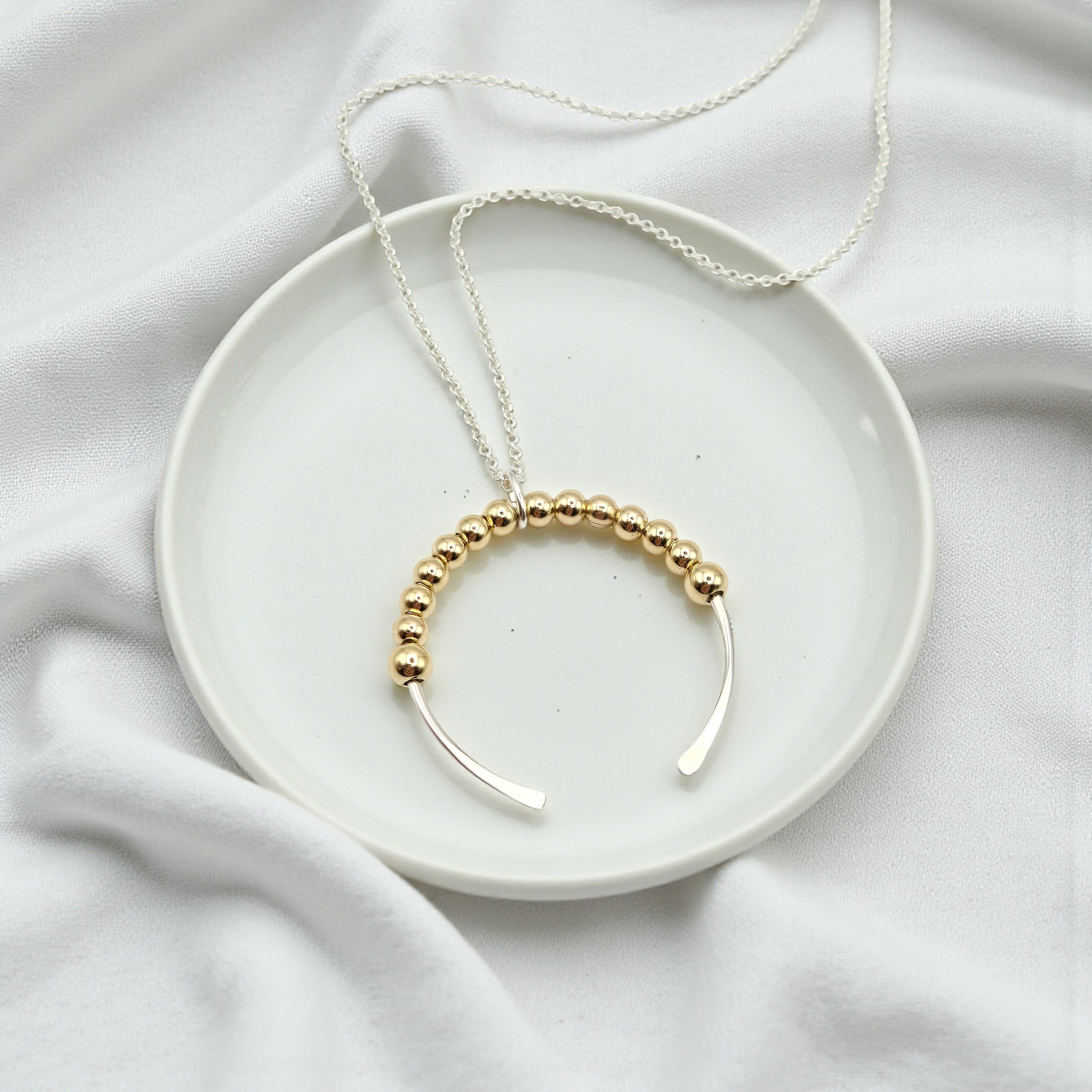 Necklace - Silver & Gold Open Circle Necklace Bijou by SAM