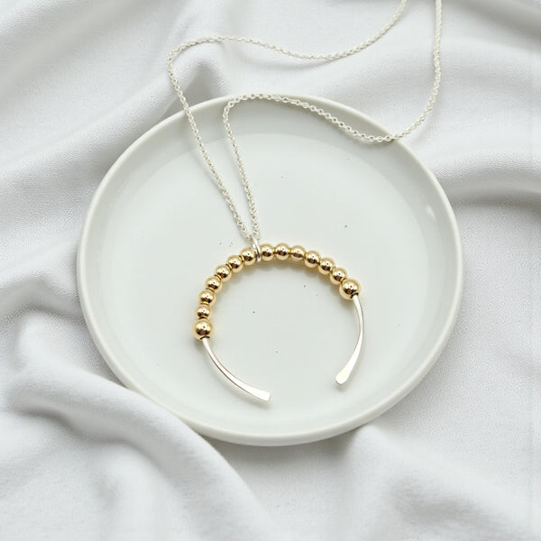 Necklace - Silver & Gold Open Circle Necklace Bijou by SAM