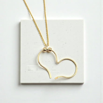 Open Heart Necklace - Gold Chain & Pendant Necklace Bijou by SAM