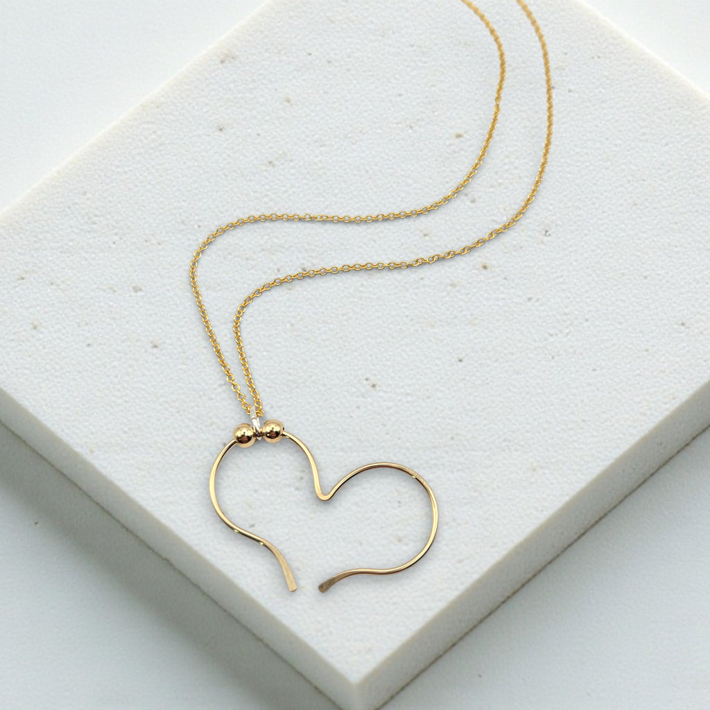 Open Heart Necklace - Gold Chain & Pendant Necklace Bijou by SAM