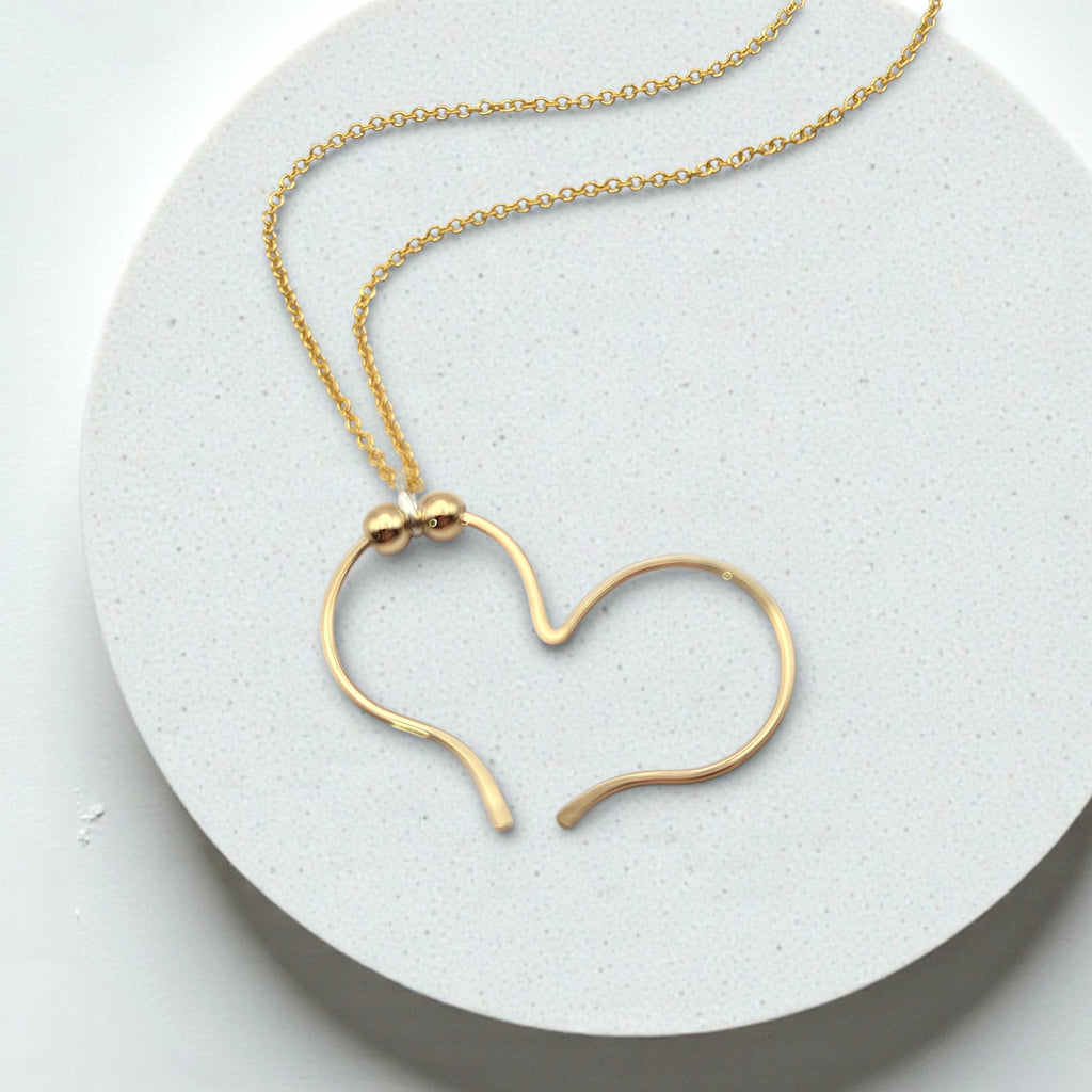 Open Heart Necklace - Gold Chain & Pendant Necklace Bijou by SAM