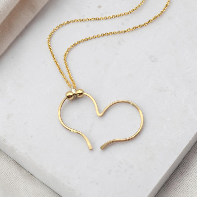 Open Heart Necklace - Gold Chain & Pendant