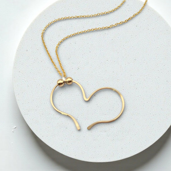 Open Heart Necklace - Gold Chain & Pendant Necklace Bijou by SAM