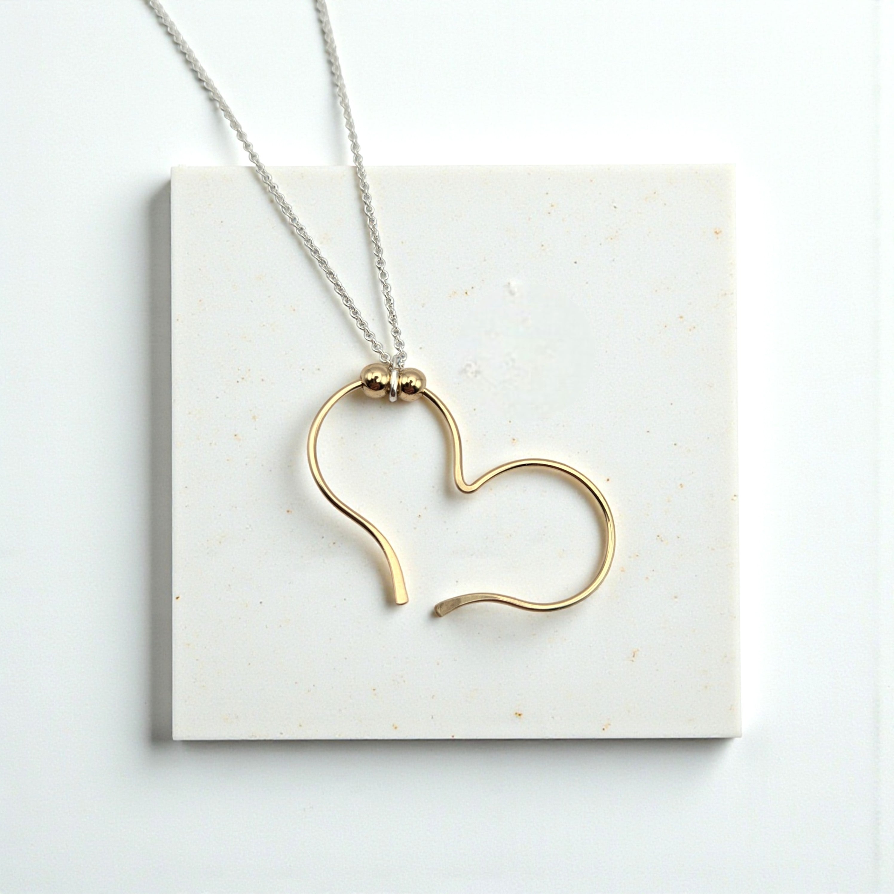 Open Heart Necklace - Gold with Gold Necklace Bijou by SAM