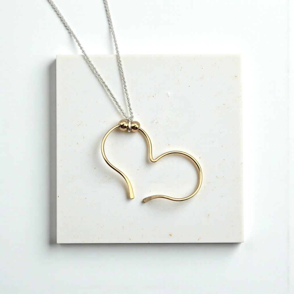 Open Heart Necklace - Gold with Gold Necklace Bijou by SAM