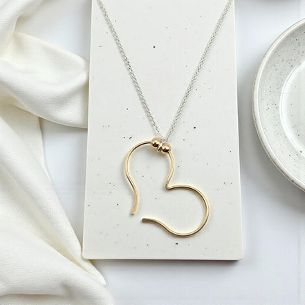 Open Heart Necklace - Gold with Gold Necklace Bijou by SAM