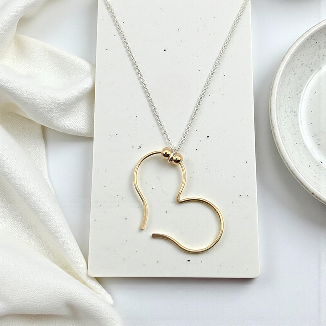 Open Heart Necklace - Gold with Gold Necklace Bijou by SAM