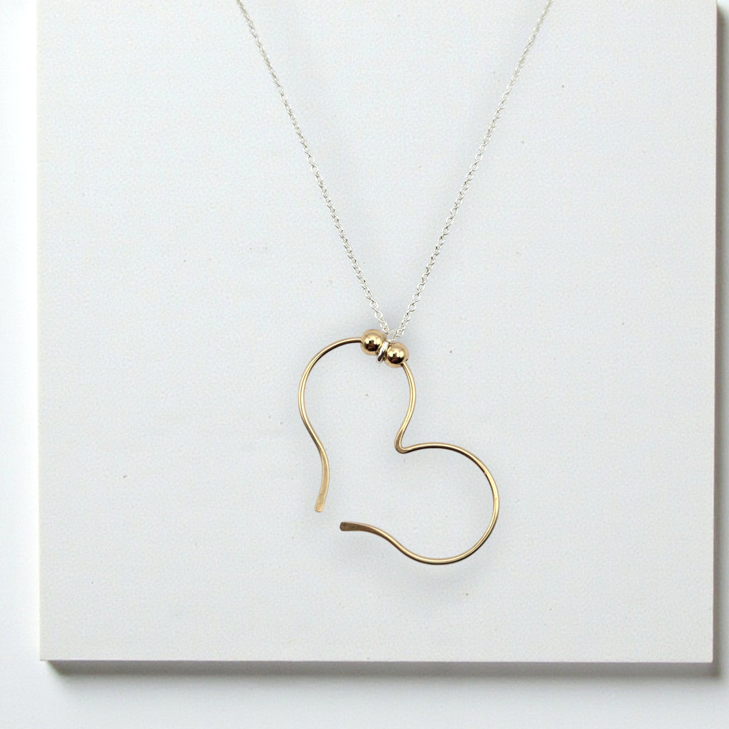 Open Heart Necklace - Gold with Gold Necklace Bijou by SAM