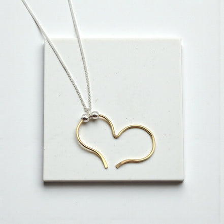 Open Heart Necklace - Gold with Silver Necklace Bijou by SAM