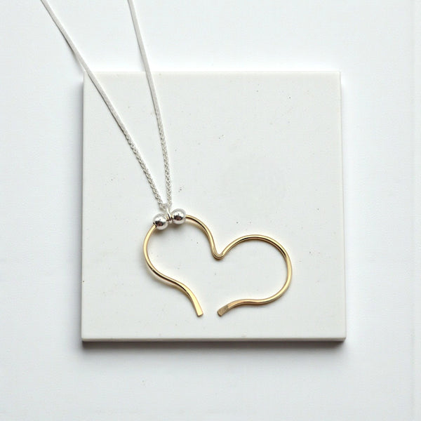 Open Heart Necklace - Gold with Silver Necklace Bijou by SAM