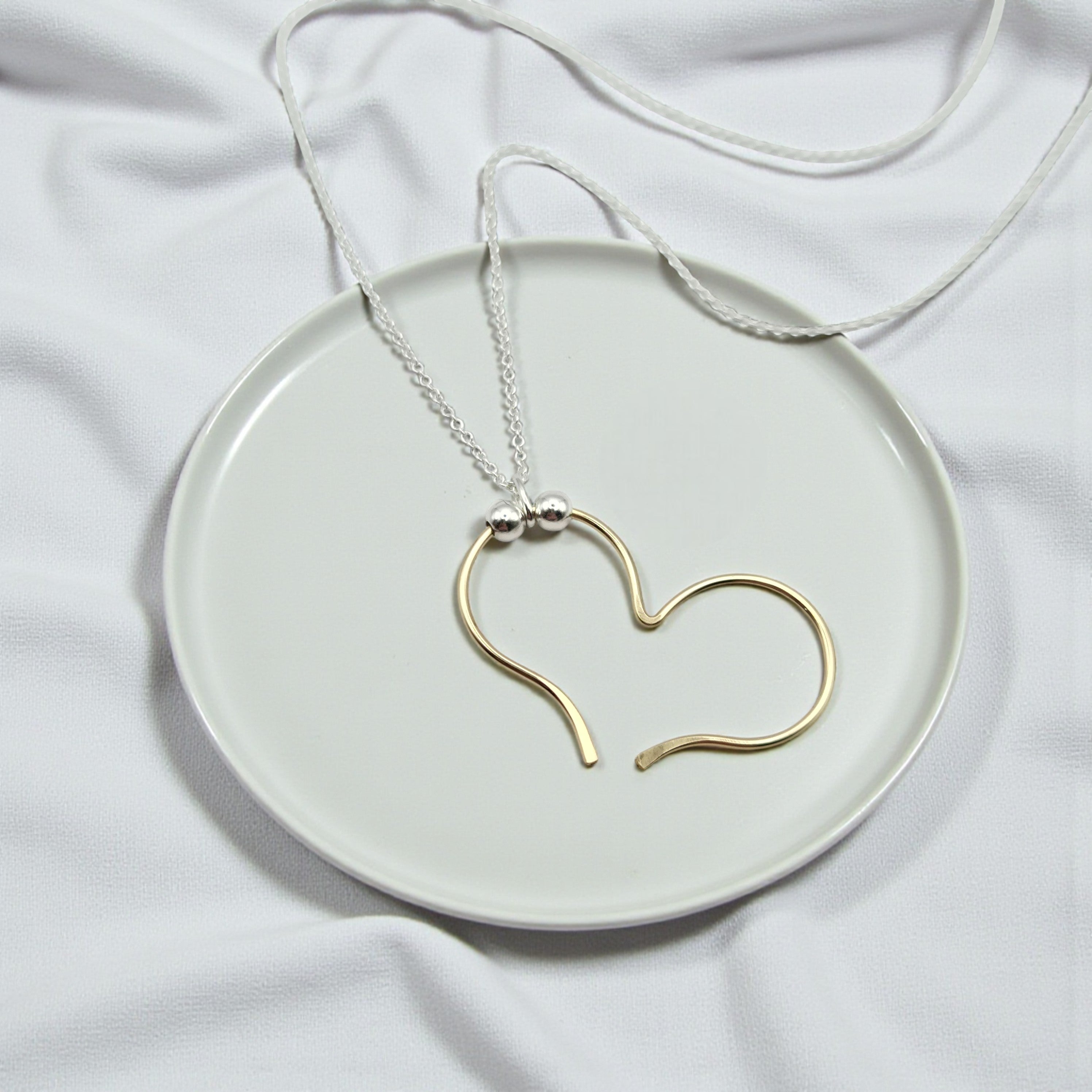Open Heart Necklace - Gold with Silver Necklace Bijou by SAM