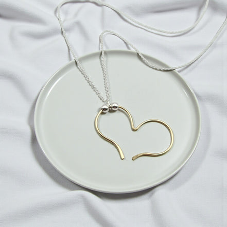 Open Heart Necklace - Gold with Silver Necklace Bijou by SAM
