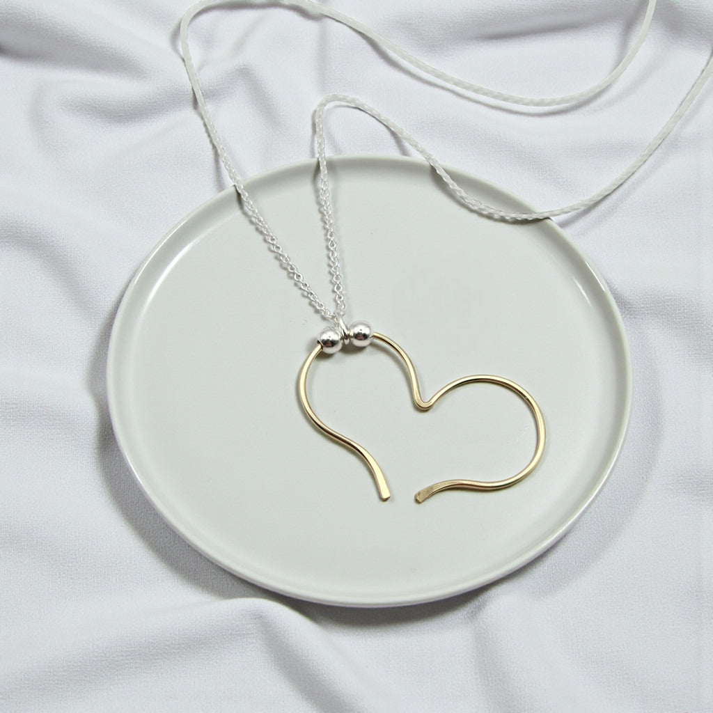 Open Heart Necklace - Gold with Silver Necklace Bijou by SAM
