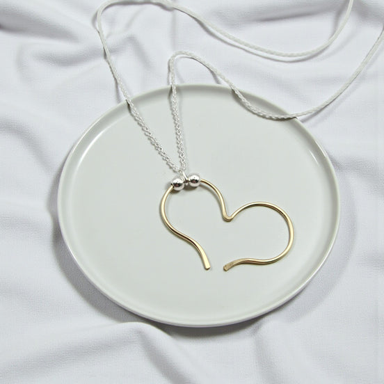 Open Heart Necklace - Gold with Silver Necklace Bijou by SAM